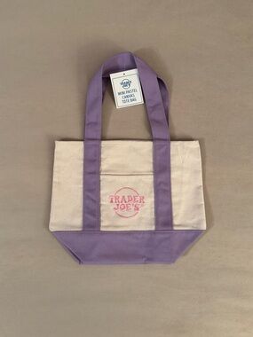 Trader Joe’s Mini Lavender Pastel Canvas Tote Bag NWT